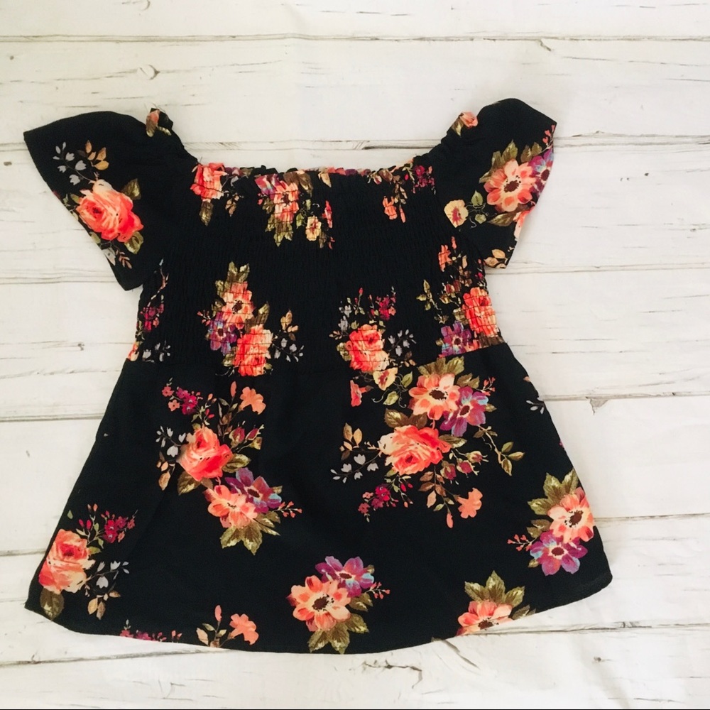 Monteau Floral Off Shoulder Blouse Top Size Small